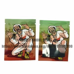 100pcs 6x8cm Zip lock Pouches Aluminum Food weed Bags 3.5 grams Printed Bags