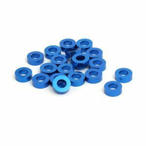 20pcs 2mm Thickness M3 Aluminum Alloy Flat Fender Screw Washer Royal Blue