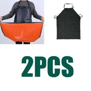 2xWaterproof PU Apron Home Kitchen Cooking Laboratory Apron 120cm