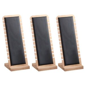 3x Black Elegant Necklace Display Stand Retail Chain Holder Leather Surface