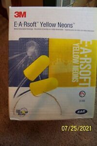 3M E-A Rsoft Yellow Neons 200 pairs Ear Plugs 311-4106 Metal Detectable New