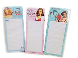 Bad Girl Note Pads Set of 3 RETAIL THERAPY Retro Spoiled Girl Campy Fun