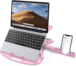 Carnation Laptop Stand Desk with Phone Stand and Cable Clip. Adjustable, Foldabl