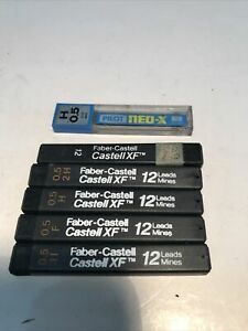 Pencil Leads Lot of 5 Tubes Faber Castell XF 0.5mm 12 per Tube Plus Pilot Neo-x