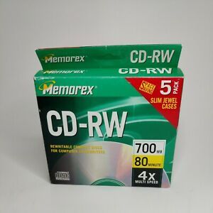 Memorex CD-RW Compact Disc Rewritable 5 Pack NEW / SEALED