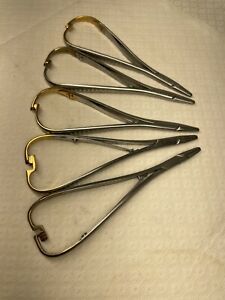 (5) milton 8 28 TC needle holder scissor dental instruments 5 1/2”