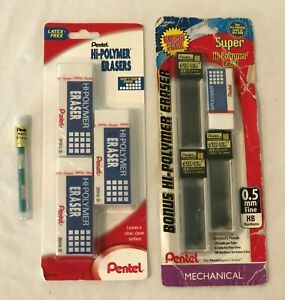 Pentel Super Hi Polymer Mechanical 0.5 mm Lead Refills and Hi Polymer Erasers