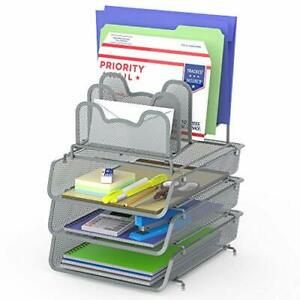 SimpleHouseware 3-Pack Stackable Desk File Document Letter Tray w/ 5 Compartment