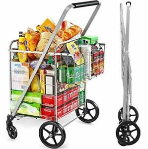 Shopping Cart with Wheels, Metal Grocery Cart with Wheels, Shopping Carts For