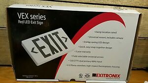 Exitronix VEX Series LED Red Single or Double Face Exit Sign VEX-U-BP-WB-WH New