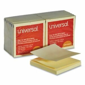 Universal Fan-Folded Notes, 3 x 3, Yellow, 12 100-Sheet Pads/Pack (UNV35664)