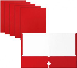Two Pocket Portfolio Folders, 50-Pack, RED, Letter Size 8.5 x 11 inch, Red