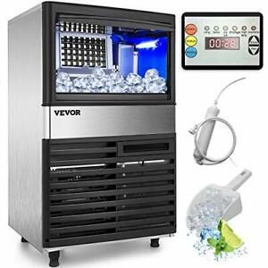 110V Commercial Ice Maker 155LBS/24H with 39LBS Bin, Clear Cube, LED Panel,