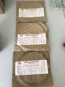 lot of 3 Vintage gil bilt 124 Inch band saw blades 1/4 1/2 3/8 Wood Cutting New