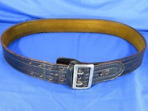 SAFARILAND Black Heavy/Thick Leather POLICE DUTY BELT Easy-On Buckle LINED sz 42