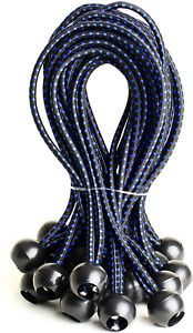 Ehomea2Z Ball Bungee 9 Inch 25 Pack Black/Blue Heavy Duty Weather Resistant 5Mm