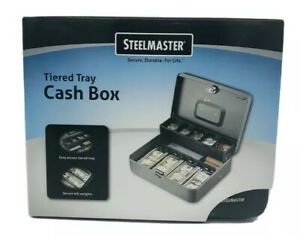 Steelmaster Tiered Tray Cash Box 2216194G2 Gray W/Lock