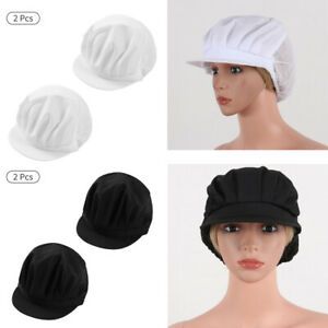 2 Unisex Cotton Mesh Breathable Hair Nets Chefs Catering Hat Cook Food Work Cap