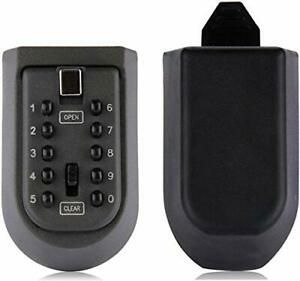 Indoor &amp; Outdoor Key Lock Box Wall Mounted Push Button Combination Key Black