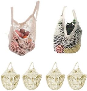 4Pcs Reusable Produce Grocery Bag, Portable Mesh Cotton Net Market String...