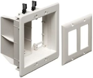 Arlington TVBU505-1 Recessed TV Box Wall Plate Kit Paintable 2-Gang, White