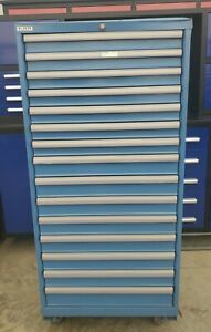 NEW Lista Stationary Full Height Tool Box Cabinet,15 Drawer, 59 1/2&#034; High