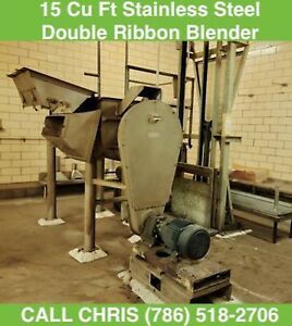 15 Cu Ft Double Ribbon Blender Stainless Steel Center Bottom Discharge 7.5HP
