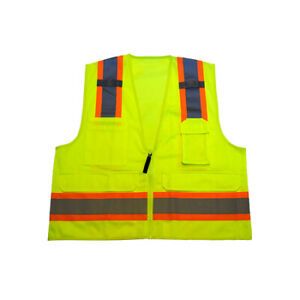 AZUSA SAFETY TTSVL-04 Solid Front Mesh Back Two-Tone Surveyors Vest,