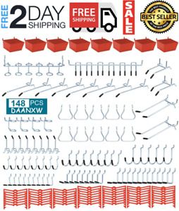 148PCS Pegboard Accessories Organizer Kit, Bins, Set For Tools, 1/8 And 1/4 Inch