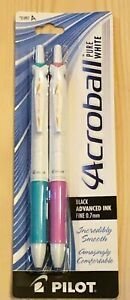 Pilot Acroball Pure White, Black Advanced Ink, Fine 0.7mm, Smooth &amp; Comfortable