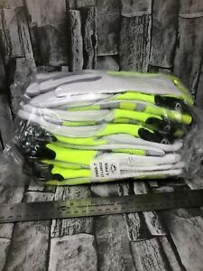 6 pair Caiman 2980-7 Hi-Vis Mechanics Gloves 2Xl Yellow/White Internal Padding