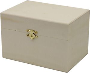 Creative Hobbies Ready to Decorate Wooden Recipe Box with Hinged Lid and Front C