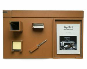 NEW Bey-Berk International D2011 Saddle Leather Desk Set, 6 Piece Last One