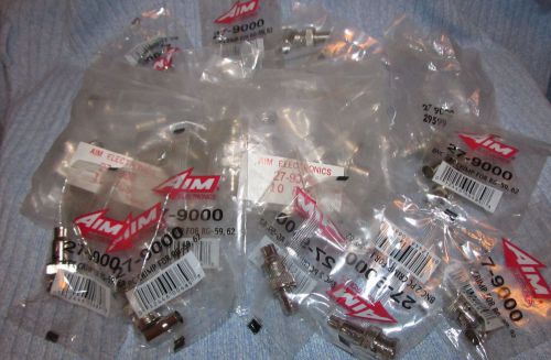 Brand new lot of 45 aim 27 9000 bnc 2 pc single crimp plugs for sale