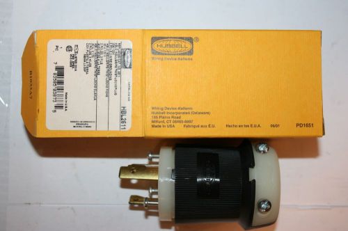Hubbell twist lock plug hbl2611 2p3w, 30a 125v, l5-30p, black &amp; white nylon for sale