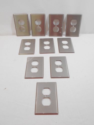 Lot of 10 2-Gang Receptacle Switch Cover Wallplates Stainless Steel 4.75 x 3 in