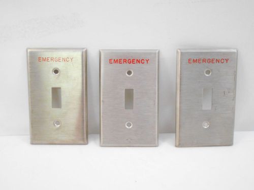 Lot of 3 1-Gang Emergency Toggle Switch Cover Wallplates (Stainless Steel)