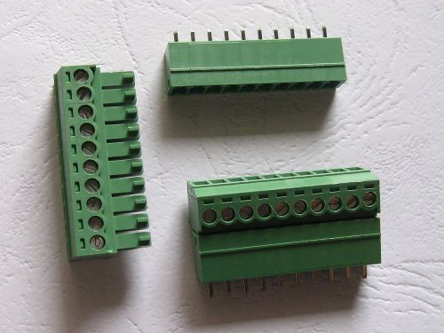 100 pcs 10 pin 3.81mm screw terminal block connector pluggable type green for sale