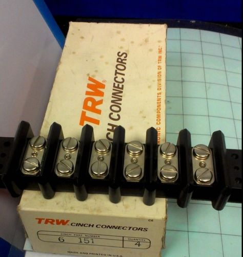 Trw 6-151 terminal strip connector 6 position box of 4 for sale