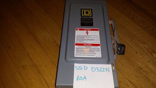 Square D D322N Safety Switch 60 Amp 240V/ 250v  3 phase