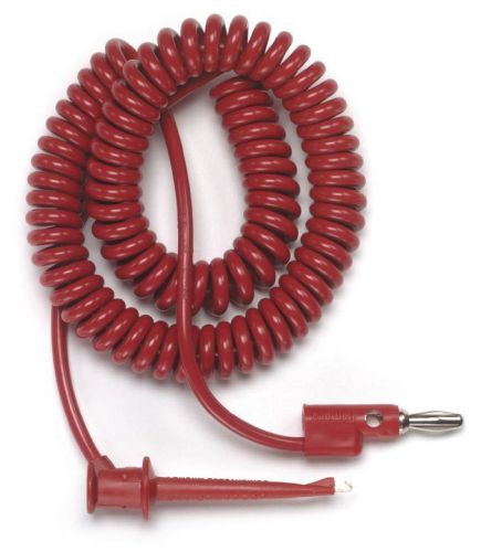 Pomona 4538-2 stacking banana plug to minigrabber test clip coiled cord, red for sale