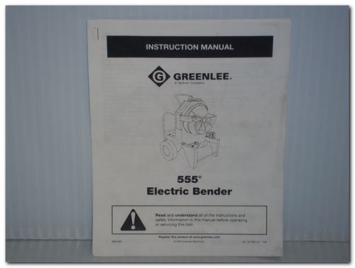 Greenlee 555 electric bender instruction manual for sale