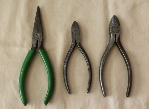 Klein Tools lot Needle Nose Pliers + Diagonal Wire Cutters - Bell System Vintage