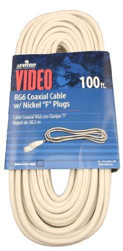 Leviton c6851-cw rg6 coax cable  nickel plated  100-feet  white for sale