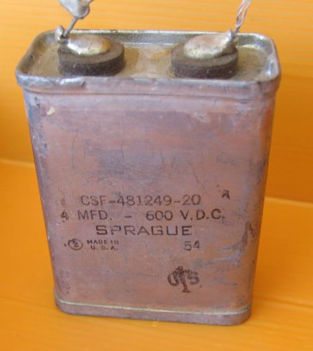 1 sprague vintage pio capacitor  4mfd 600v dc  oil filled tube valve amp for sale