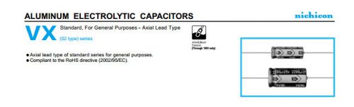 10pcs Nichicon VX  100V 470UF Axial electrolytic capacitor 16X31.5mm 85°C