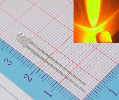 1000pcs 5mm Yellow LED, round top water clear lamp diode long feet
