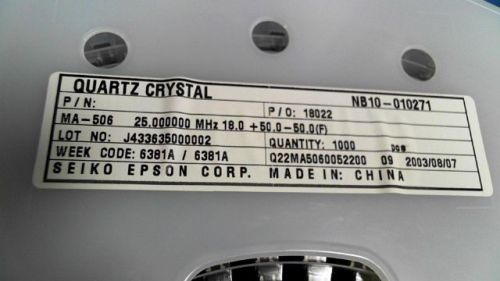 25-pcs crystal 25mhz 18pf 4-pin smd bulk ma-506 25.0000m-c 506250000 for sale