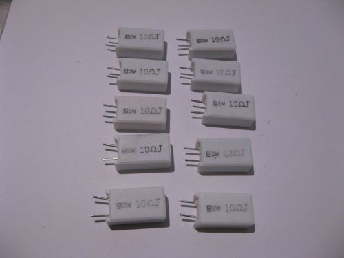 Qty 10 Ceramic Cement 10 Ohm 10% 2W Resistors High Power - NOS