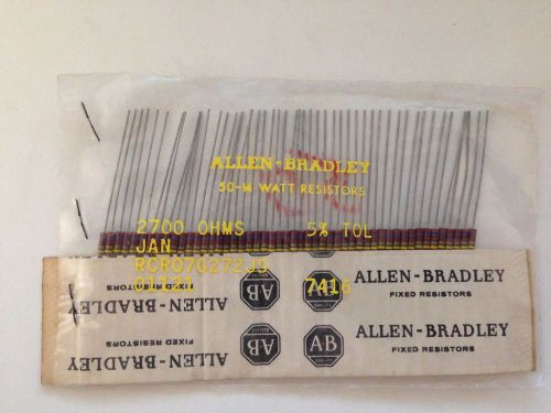 *NEW* 50 Allen Bradley Carbon Comp Resistors 2700 ohms 1/4 watt 5% Tol